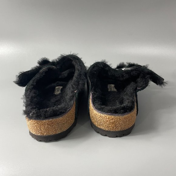 Birkenstock Arizona Shearling Black Suede Leather, Size 38